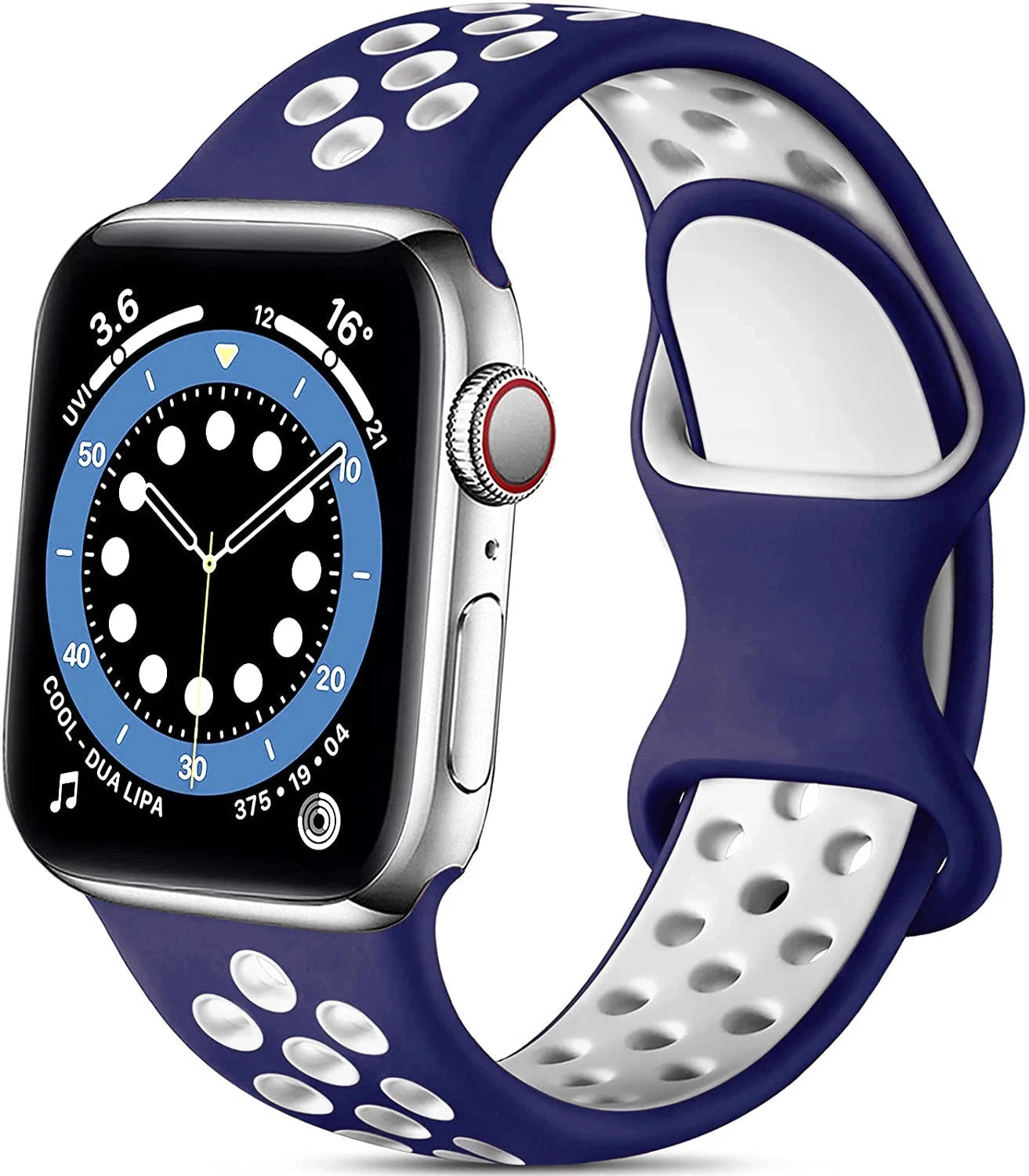 Silicone Strap for Apple Watch Band with Stainless Steel Buckle – Compatible with Apple Watch Series 1, 2, 3 (38mm & 42mm) and Series 4, 5, 6, SE, 7 (40mm, 44mm, 45mm & 41mm) - Wearable Upgrades 