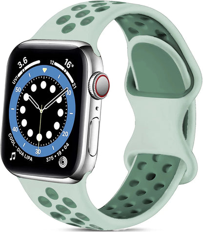 Silicone Strap for Apple Watch Band with Stainless Steel Buckle – Compatible with Apple Watch Series 1, 2, 3 (38mm & 42mm) and Series 4, 5, 6, SE, 7 (40mm, 44mm, 45mm & 41mm) - Wearable Upgrades 