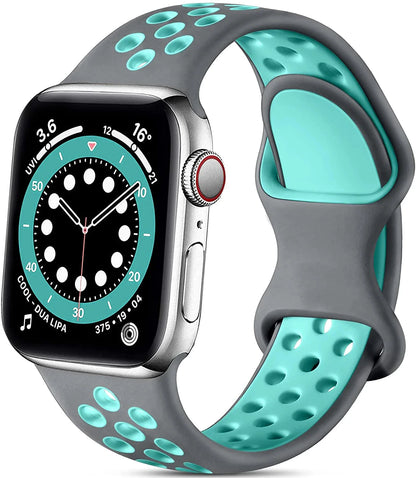 Silicone Strap for Apple Watch Band with Stainless Steel Buckle – Compatible with Apple Watch Series 1, 2, 3 (38mm & 42mm) and Series 4, 5, 6, SE, 7 (40mm, 44mm, 45mm & 41mm) - Wearable Upgrades 