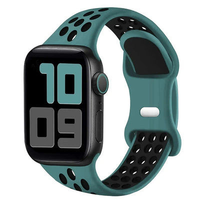 Sport Strap for Apple Watch Band – Breathable Air-Hole Silicone Bracelet, Compatible with Apple Watch Series 6, 7, 8, 9, SE, Ultra 2 (38mm, 40mm, 41mm, 42mm, 44mm, 45mm, 49mm) - Wearable Upgrades 