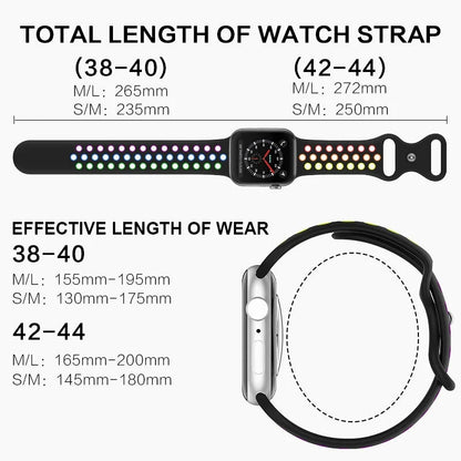 Sport Strap for Apple Watch Band – Breathable Air-Hole Silicone Bracelet, Compatible with Apple Watch Series 6, 7, 8, 9, SE, Ultra 2 (38mm, 40mm, 41mm, 42mm, 44mm, 45mm, 49mm) - Wearable Upgrades 