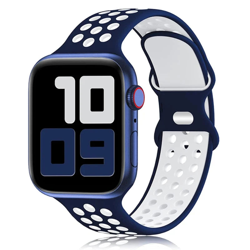 Sport Strap for Apple Watch Band – Breathable Air-Hole Silicone Bracelet, Compatible with Apple Watch Series 6, 7, 8, 9, SE, Ultra 2 (38mm, 40mm, 41mm, 42mm, 44mm, 45mm, 49mm) - Wearable Upgrades 