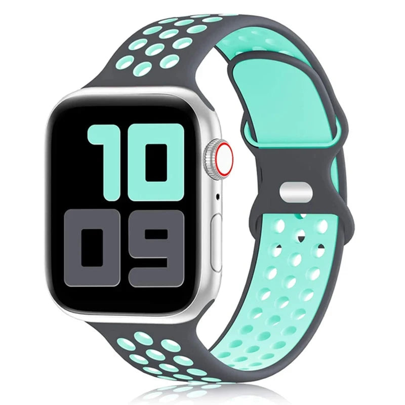 Sport Strap for Apple Watch Band – Breathable Air-Hole Silicone Bracelet, Compatible with Apple Watch Series 6, 7, 8, 9, SE, Ultra 2 (38mm, 40mm, 41mm, 42mm, 44mm, 45mm, 49mm) - Wearable Upgrades 