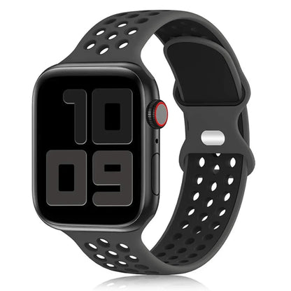 Sport Strap for Apple Watch Band – Breathable Air-Hole Silicone Bracelet, Compatible with Apple Watch Series 6, 7, 8, 9, SE, Ultra 2 (38mm, 40mm, 41mm, 42mm, 44mm, 45mm, 49mm) - Wearable Upgrades 