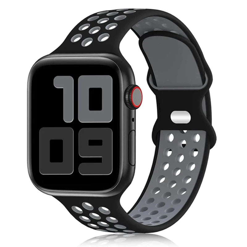 Sport Strap for Apple Watch Band – Breathable Air-Hole Silicone Bracelet, Compatible with Apple Watch Series 6, 7, 8, 9, SE, Ultra 2 (38mm, 40mm, 41mm, 42mm, 44mm, 45mm, 49mm) - Wearable Upgrades 