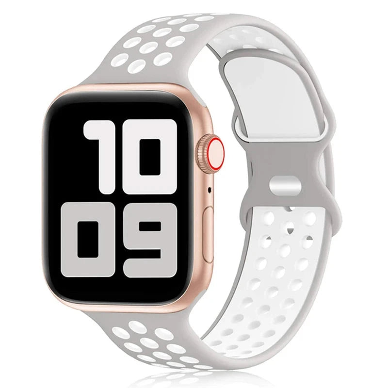 Sport Strap for Apple Watch Band – Breathable Air-Hole Silicone Bracelet, Compatible with Apple Watch Series 6, 7, 8, 9, SE, Ultra 2 (38mm, 40mm, 41mm, 42mm, 44mm, 45mm, 49mm) - Wearable Upgrades 