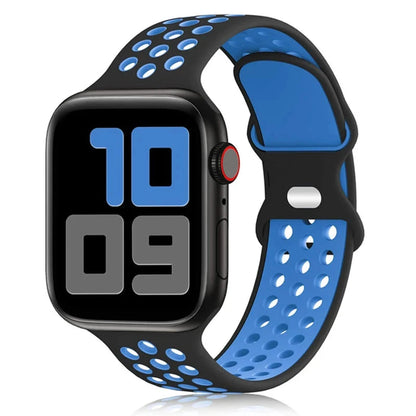 Sport Strap for Apple Watch Band – Breathable Air-Hole Silicone Bracelet, Compatible with Apple Watch Series 6, 7, 8, 9, SE, Ultra 2 (38mm, 40mm, 41mm, 42mm, 44mm, 45mm, 49mm) - Wearable Upgrades 