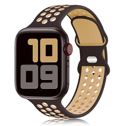 Sport Strap for Apple Watch Band – Breathable Air-Hole Silicone Bracelet, Compatible with Apple Watch Series 6, 7, 8, 9, SE, Ultra 2 (38mm, 40mm, 41mm, 42mm, 44mm, 45mm, 49mm) - Wearable Upgrades 