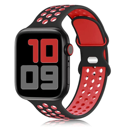 Sport Strap for Apple Watch Band – Breathable Air-Hole Silicone Bracelet, Compatible with Apple Watch Series 6, 7, 8, 9, SE, Ultra 2 (38mm, 40mm, 41mm, 42mm, 44mm, 45mm, 49mm) - Wearable Upgrades 