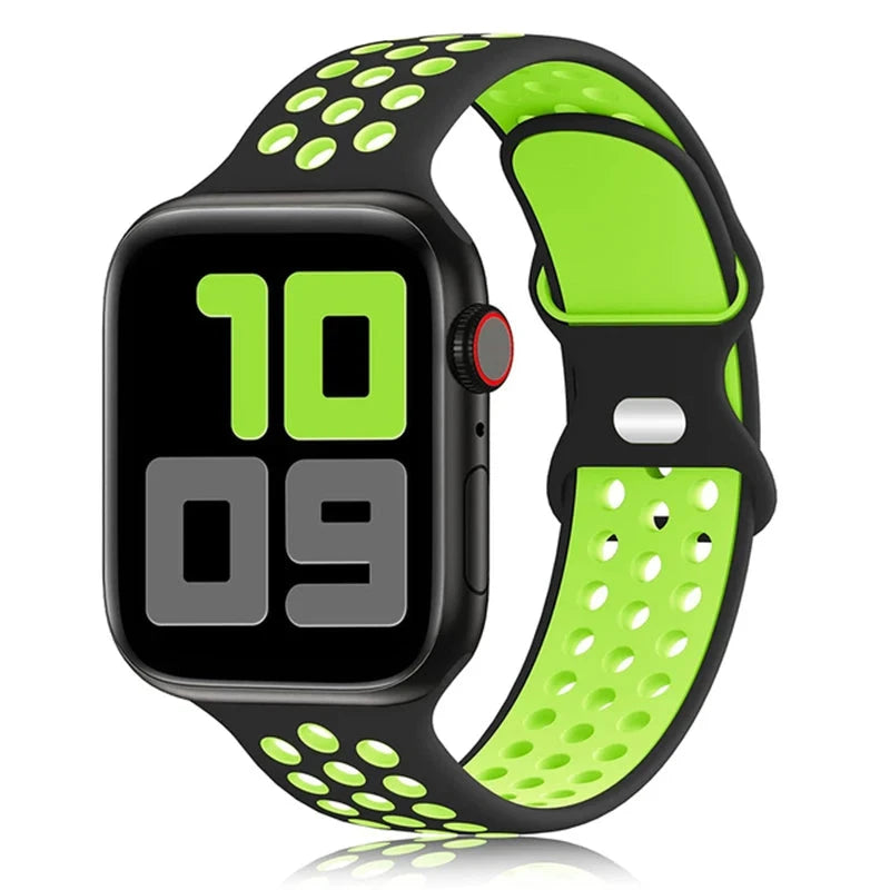 Sport Strap for Apple Watch Band – Breathable Air-Hole Silicone Bracelet, Compatible with Apple Watch Series 6, 7, 8, 9, SE, Ultra 2 (38mm, 40mm, 41mm, 42mm, 44mm, 45mm, 49mm) - Wearable Upgrades 