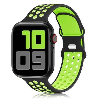 Sport Strap for Apple Watch Band – Breathable Air-Hole Silicone Bracelet, Compatible with Apple Watch Series 6, 7, 8, 9, SE, Ultra 2 (38mm, 40mm, 41mm, 42mm, 44mm, 45mm, 49mm) - Wearable Upgrades 