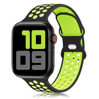 Sport Strap for Apple Watch Band – Breathable Air-Hole Silicone Bracelet, Compatible with Apple Watch Series 6, 7, 8, 9, SE, Ultra 2 (38mm, 40mm, 41mm, 42mm, 44mm, 45mm, 49mm) - Wearable Upgrades 