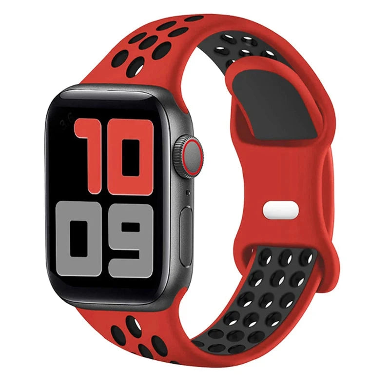 Sport Strap for Apple Watch Band – Breathable Air-Hole Silicone Bracelet, Compatible with Apple Watch Series 6, 7, 8, 9, SE, Ultra 2 (38mm, 40mm, 41mm, 42mm, 44mm, 45mm, 49mm) - Wearable Upgrades 