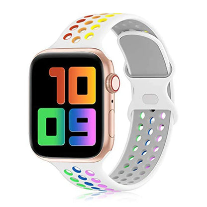 Sport Strap for Apple Watch Band – Breathable Air-Hole Silicone Bracelet, Compatible with Apple Watch Series 6, 7, 8, 9, SE, Ultra 2 (38mm, 40mm, 41mm, 42mm, 44mm, 45mm, 49mm) - Wearable Upgrades 