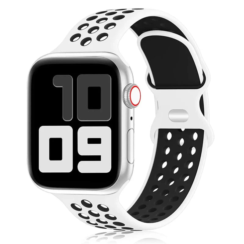 Sport Strap for Apple Watch Band – Breathable Air-Hole Silicone Bracelet, Compatible with Apple Watch Series 6, 7, 8, 9, SE, Ultra 2 (38mm, 40mm, 41mm, 42mm, 44mm, 45mm, 49mm) - Wearable Upgrades 