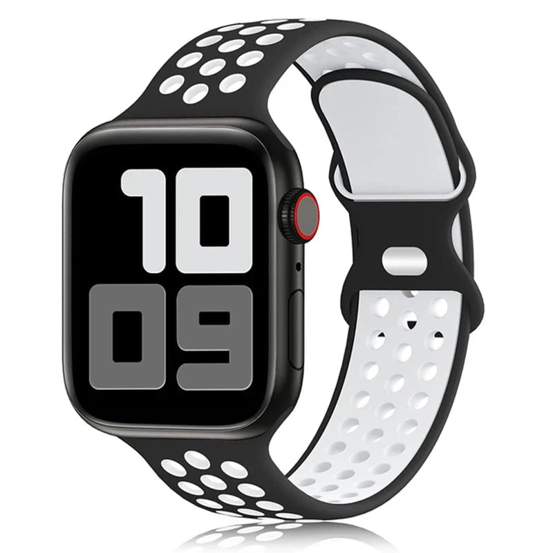 Sport Strap for Apple Watch Band – Breathable Air-Hole Silicone Bracelet, Compatible with Apple Watch Series 6, 7, 8, 9, SE, Ultra 2 (38mm, 40mm, 41mm, 42mm, 44mm, 45mm, 49mm) - Wearable Upgrades 