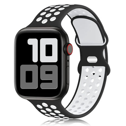 Sport Strap for Apple Watch Band – Breathable Air-Hole Silicone Bracelet, Compatible with Apple Watch Series 6, 7, 8, 9, SE, Ultra 2 (38mm, 40mm, 41mm, 42mm, 44mm, 45mm, 49mm) - Wearable Upgrades 