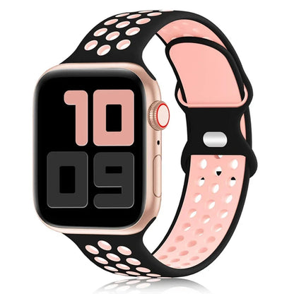 Sport Strap for Apple Watch Band – Breathable Air-Hole Silicone Bracelet, Compatible with Apple Watch Series 6, 7, 8, 9, SE, Ultra 2 (38mm, 40mm, 41mm, 42mm, 44mm, 45mm, 49mm) - Wearable Upgrades 
