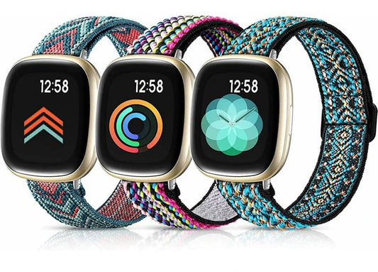 Strap for Fitbit – Adjustable Elastic Woven Nylon Loop Sport Band, Compatible with Fitbit Versa 4, 3, 2, 1, Versa Lite & Sense - Wearable Upgrades 