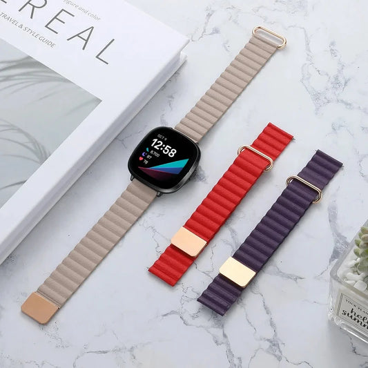 Strap for Fitbit – Magnetic Silicone Sport Band, Replacement Wristbelt for Fitbit Versa 3, 4, Sense, Sense 2 - Wearable Upgrades 