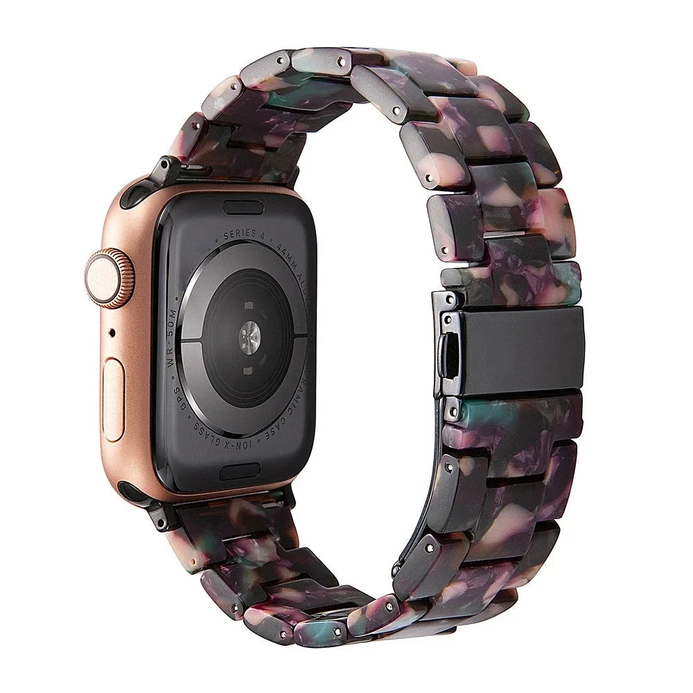 Transparent Resin Apple Watch Band with Stainless Steel Buckle, Compatible with Apple Watch Series 1-8, SE, and Ultra (38mm, 40mm, 41mm, 42mm, 44mm, 45mm, 49mm) - Wearable Upgrades 