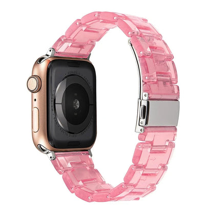Transparent Resin Apple Watch Band with Stainless Steel Buckle, Compatible with Apple Watch Series 1-8, SE, and Ultra (38mm, 40mm, 41mm, 42mm, 44mm, 45mm, 49mm) - Wearable Upgrades 