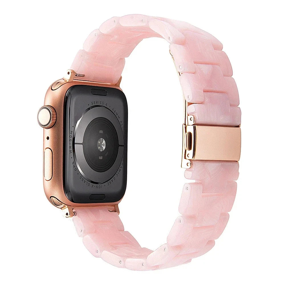 Transparent Resin Apple Watch Band with Stainless Steel Buckle, Compatible with Apple Watch Series 1-8, SE, and Ultra (38mm, 40mm, 41mm, 42mm, 44mm, 45mm, 49mm) - Wearable Upgrades 