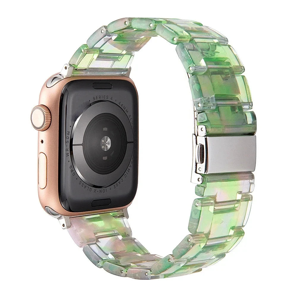 Transparent Resin Apple Watch Band with Stainless Steel Buckle, Compatible with Apple Watch Series 1-8, SE, and Ultra (38mm, 40mm, 41mm, 42mm, 44mm, 45mm, 49mm) - Wearable Upgrades 
