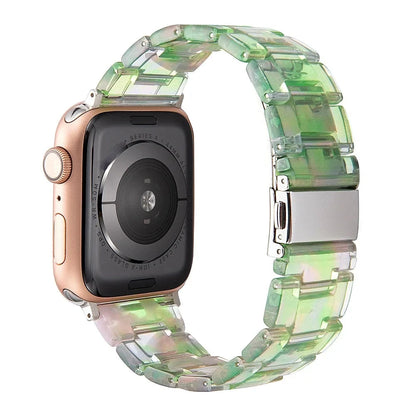 Transparent Resin Apple Watch Band with Stainless Steel Buckle, Compatible with Apple Watch Series 1-8, SE, and Ultra (38mm, 40mm, 41mm, 42mm, 44mm, 45mm, 49mm) - Wearable Upgrades 