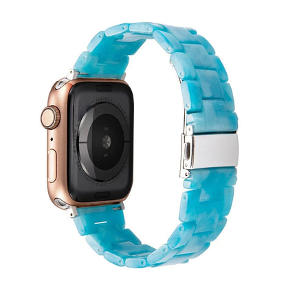 Transparent Resin Apple Watch Band with Stainless Steel Buckle, Compatible with Apple Watch Series 1-8, SE, and Ultra (38mm, 40mm, 41mm, 42mm, 44mm, 45mm, 49mm) - Wearable Upgrades 