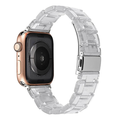 Transparent Resin Apple Watch Band with Stainless Steel Buckle, Compatible with Apple Watch Series 1-8, SE, and Ultra (38mm, 40mm, 41mm, 42mm, 44mm, 45mm, 49mm) - Wearable Upgrades 