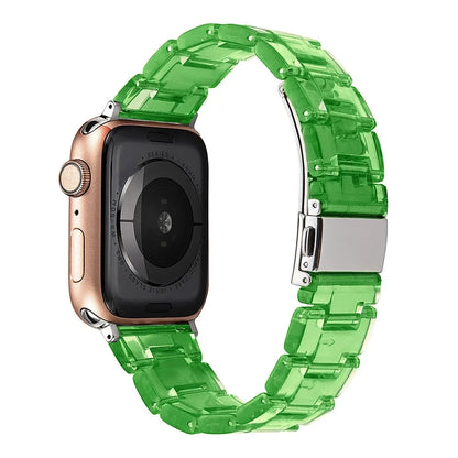 Transparent Resin Apple Watch Band with Stainless Steel Buckle, Compatible with Apple Watch Series 1-8, SE, and Ultra (38mm, 40mm, 41mm, 42mm, 44mm, 45mm, 49mm) - Wearable Upgrades 