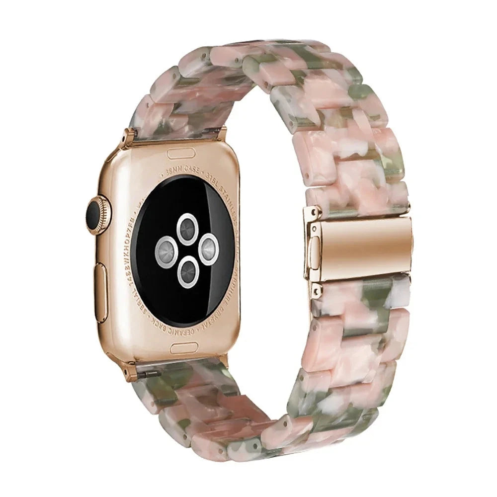 Transparent Resin Apple Watch Band with Stainless Steel Buckle, Compatible with Apple Watch Series 1-8, SE, and Ultra (38mm, 40mm, 41mm, 42mm, 44mm, 45mm, 49mm) - Wearable Upgrades 