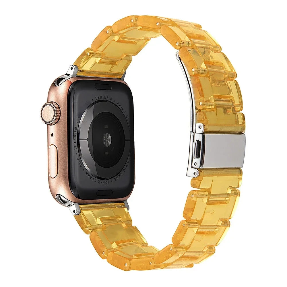 Transparent Resin Apple Watch Band with Stainless Steel Buckle, Compatible with Apple Watch Series 1-8, SE, and Ultra (38mm, 40mm, 41mm, 42mm, 44mm, 45mm, 49mm) - Wearable Upgrades 