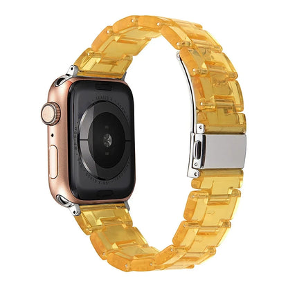 Transparent Resin Apple Watch Band with Stainless Steel Buckle, Compatible with Apple Watch Series 1-8, SE, and Ultra (38mm, 40mm, 41mm, 42mm, 44mm, 45mm, 49mm) - Wearable Upgrades 