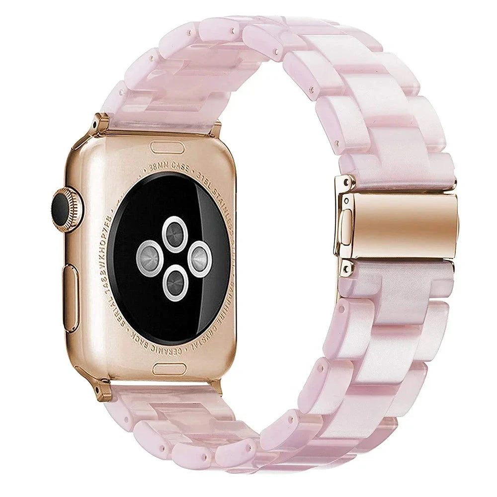 Transparent Resin Apple Watch Band with Stainless Steel Buckle, Compatible with Apple Watch Series 1-8, SE, and Ultra (38mm, 40mm, 41mm, 42mm, 44mm, 45mm, 49mm) - Wearable Upgrades 