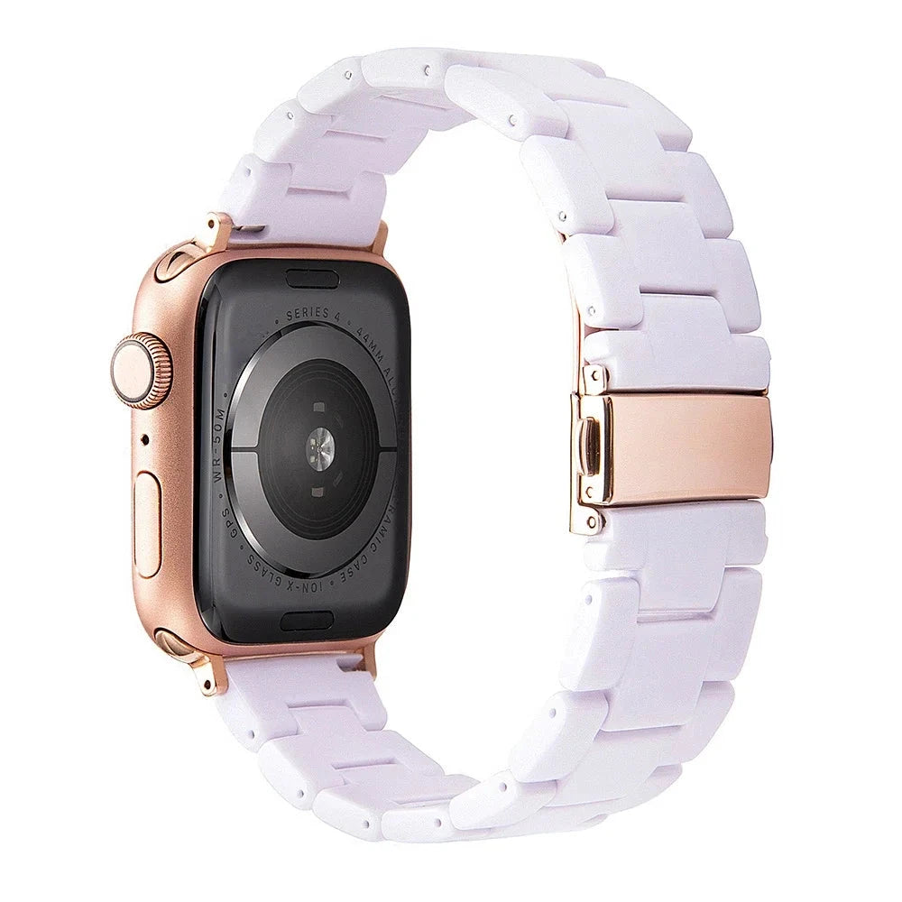 Transparent Resin Apple Watch Band with Stainless Steel Buckle, Compatible with Apple Watch Series 1-8, SE, and Ultra (38mm, 40mm, 41mm, 42mm, 44mm, 45mm, 49mm) - Wearable Upgrades 