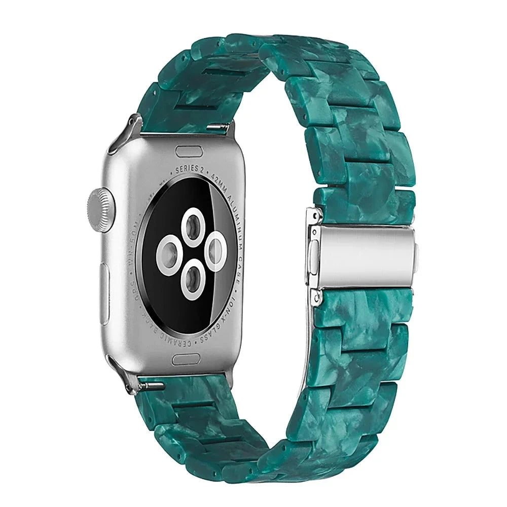 Transparent Resin Apple Watch Band with Stainless Steel Buckle, Compatible with Apple Watch Series 1-8, SE, and Ultra (38mm, 40mm, 41mm, 42mm, 44mm, 45mm, 49mm) - Wearable Upgrades 