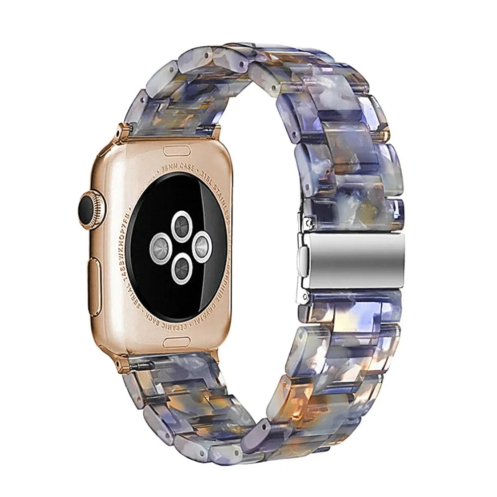 Transparent Resin Apple Watch Band with Stainless Steel Buckle, Compatible with Apple Watch Series 1-8, SE, and Ultra (38mm, 40mm, 41mm, 42mm, 44mm, 45mm, 49mm) - Wearable Upgrades 