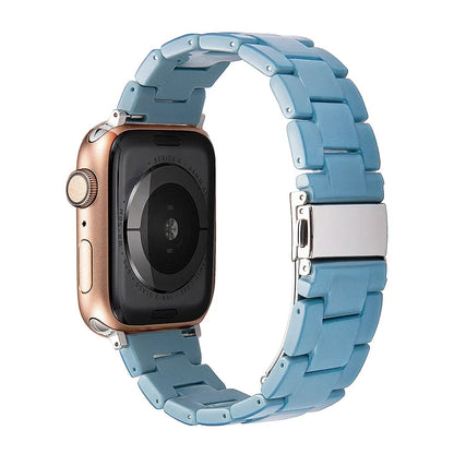 Transparent Resin Apple Watch Band with Stainless Steel Buckle, Compatible with Apple Watch Series 1-8, SE, and Ultra (38mm, 40mm, 41mm, 42mm, 44mm, 45mm, 49mm) - Wearable Upgrades 