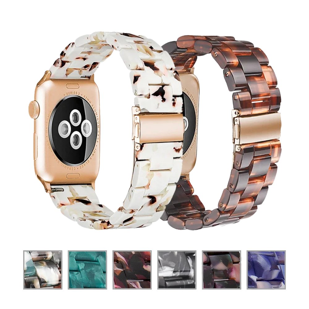 Transparent Resin Apple Watch Band with Stainless Steel Buckle, Compatible with Apple Watch Series 1-8, SE, and Ultra (38mm, 40mm, 41mm, 42mm, 44mm, 45mm, 49mm) - Wearable Upgrades 