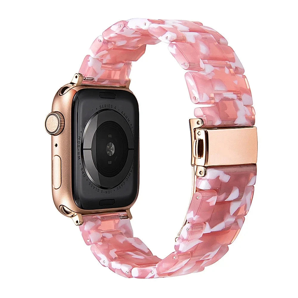 Transparent Resin Apple Watch Band with Stainless Steel Buckle, Compatible with Apple Watch Series 1-8, SE, and Ultra (38mm, 40mm, 41mm, 42mm, 44mm, 45mm, 49mm) - Wearable Upgrades 