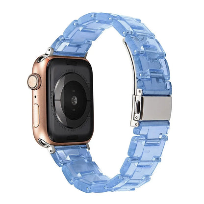 Transparent Resin Apple Watch Band with Stainless Steel Buckle, Compatible with Apple Watch Series 1-8, SE, and Ultra (38mm, 40mm, 41mm, 42mm, 44mm, 45mm, 49mm) - Wearable Upgrades 